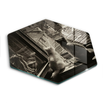 Tagliere in vetro Città e finestra dei gatti