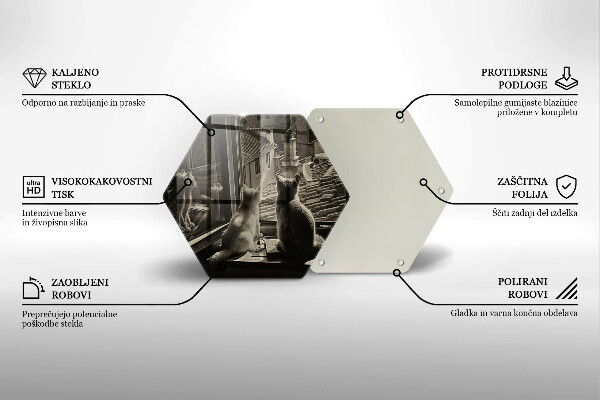 Tagliere in vetro Città e finestra dei gatti