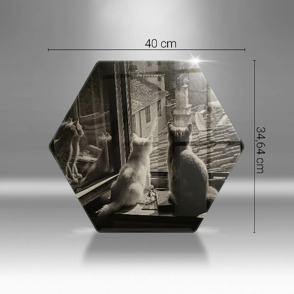 Tagliere in vetro Città e finestra dei gatti