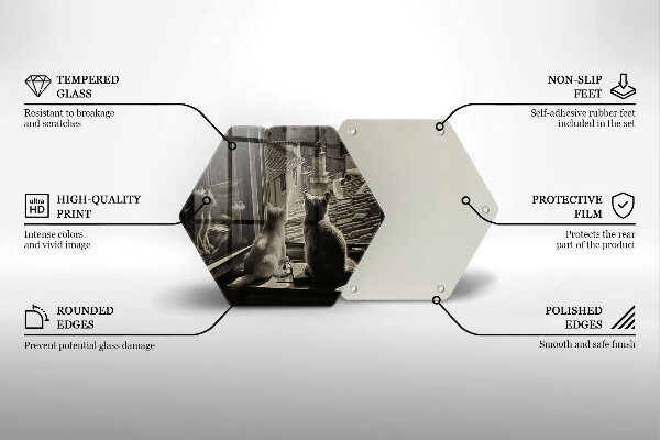 Tagliere in vetro Città e finestra dei gatti