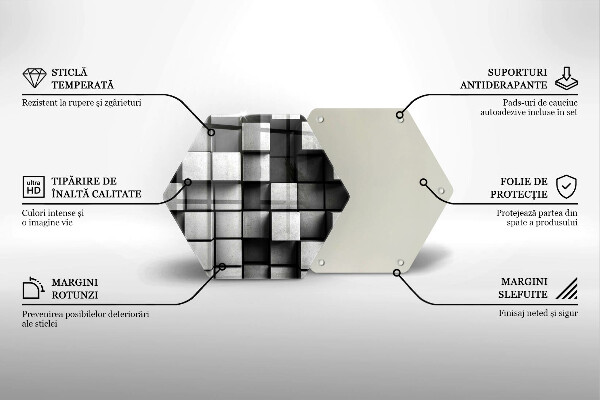 Tagliere in vetro Quadrati astratti 3D