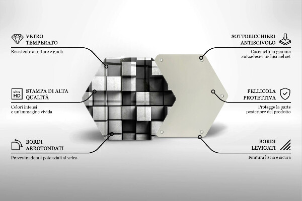 Tagliere in vetro Quadrati astratti 3D