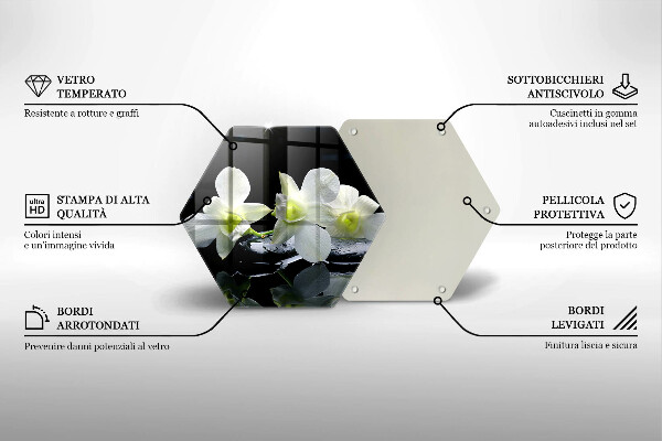 Tagliere in vetro Fiori bianchi nell'acqua Zen