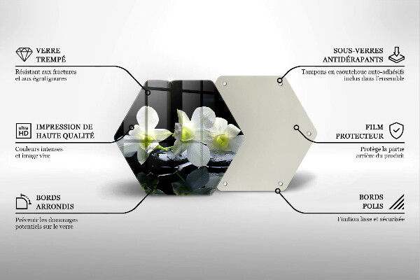 Tagliere in vetro Fiori bianchi nell'acqua Zen