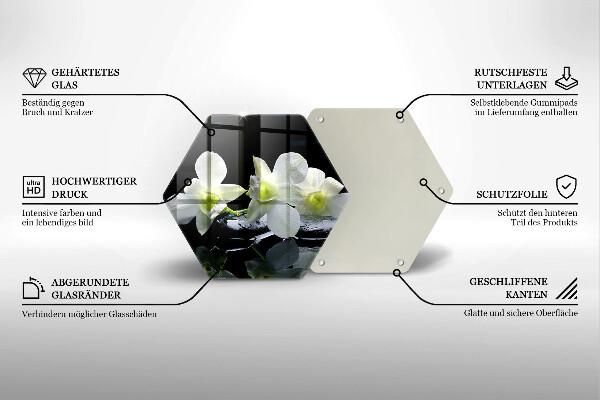 Tagliere in vetro Fiori bianchi nell'acqua Zen