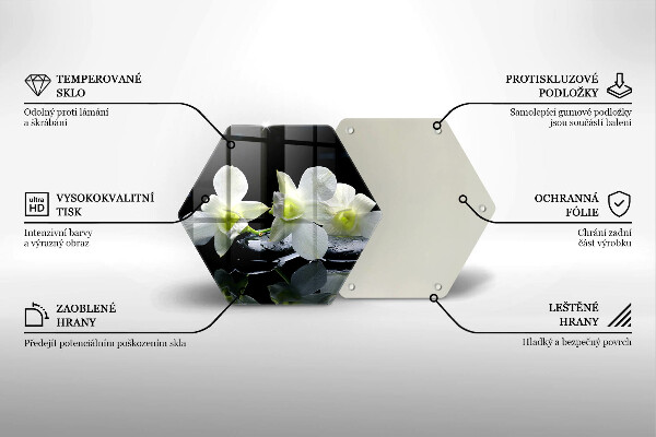 Tagliere in vetro Fiori bianchi nell'acqua Zen