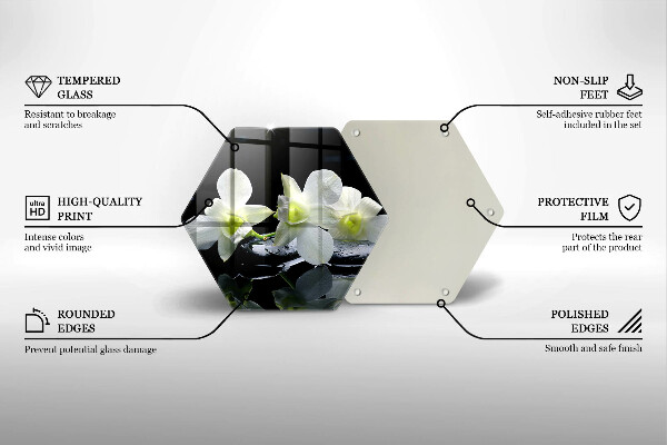 Tagliere in vetro Fiori bianchi nell'acqua Zen