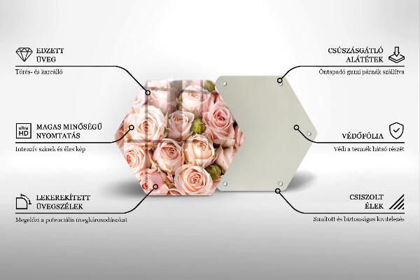 Tagliere in vetro Bouquet di rose delicate