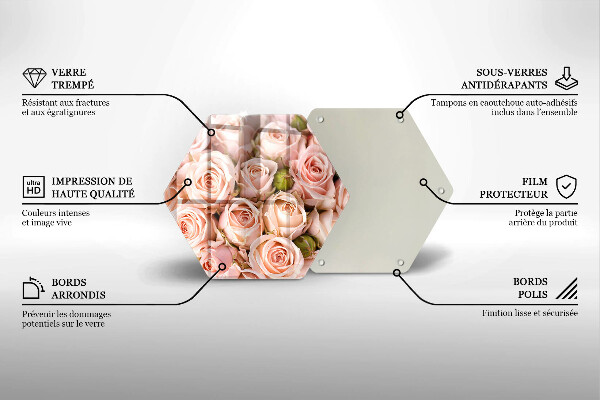 Tagliere in vetro Bouquet di rose delicate