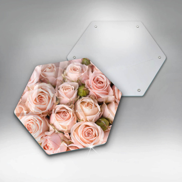 Tagliere in vetro Bouquet di rose delicate