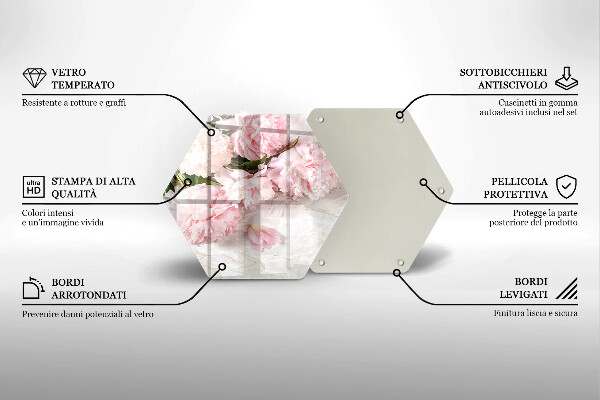 Tagliere in vetro Delicati fiori di rose