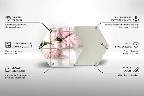 Tagliere in vetro Delicati fiori di rose