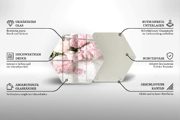 Tagliere in vetro Delicati fiori di rose