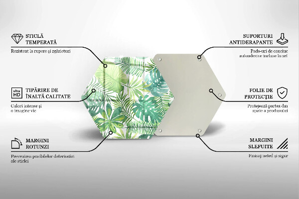 Tagliere in vetro Foglie boho dell'acquerello