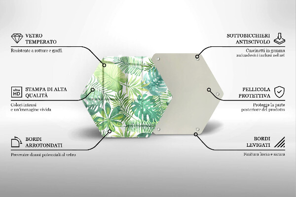 Tagliere in vetro Foglie boho dell'acquerello