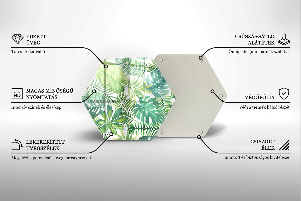 Tagliere in vetro Foglie boho dell'acquerello