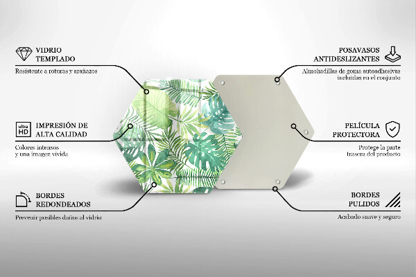 Tagliere in vetro Foglie boho dell'acquerello