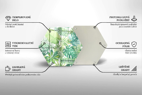 Tagliere in vetro Foglie boho dell'acquerello