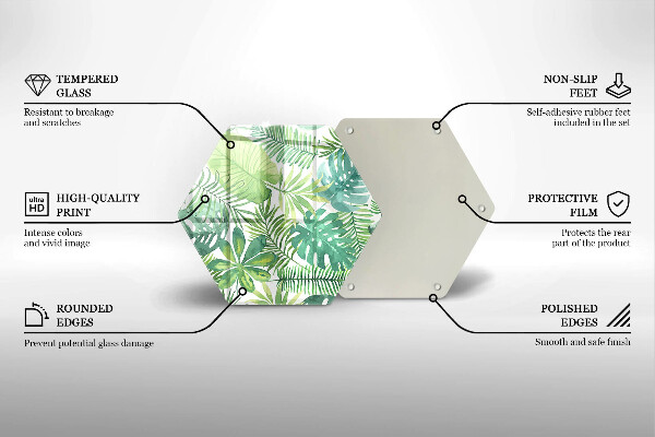 Tagliere in vetro Foglie boho dell'acquerello