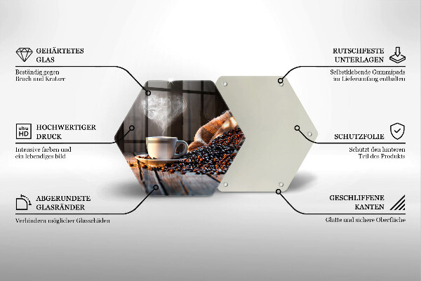 Tagliere in vetro Tazza e cuore di caffè