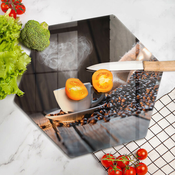 Tagliere in vetro Tazza e cuore di caffè