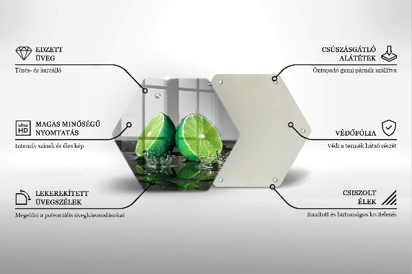 Tagliere in vetro Lime succosi e acqua