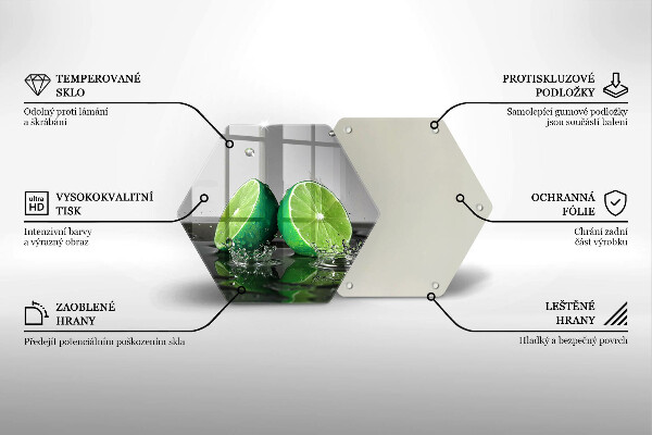 Tagliere in vetro Lime succosi e acqua