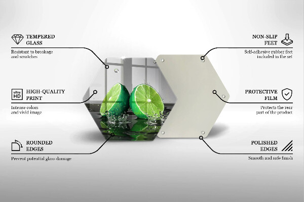 Tagliere in vetro Lime succosi e acqua