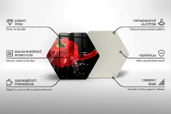 Tagliere in vetro Peperoni rossi in acqua