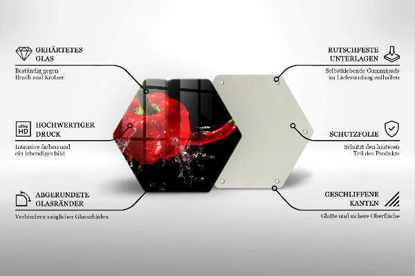 Tagliere in vetro Peperoni rossi in acqua