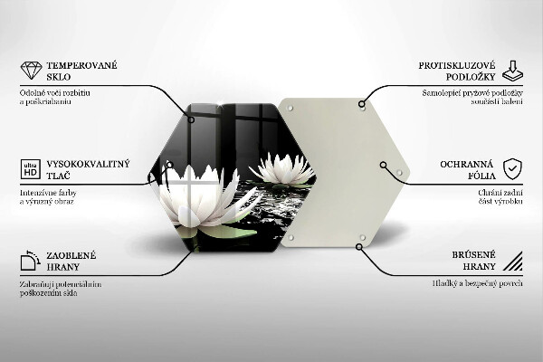 Tagliere in vetro Gigli bianchi sull'acqua