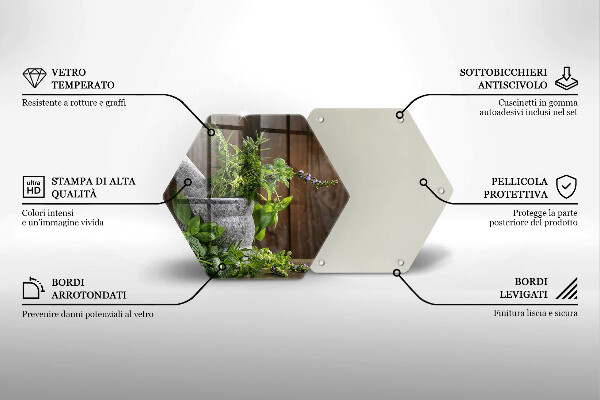 Tagliere in vetro Piante erbe e legno