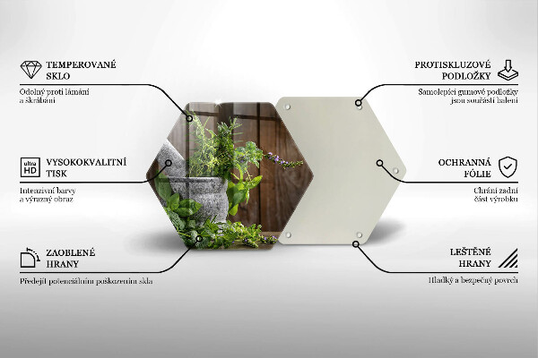 Tagliere in vetro Piante erbe e legno