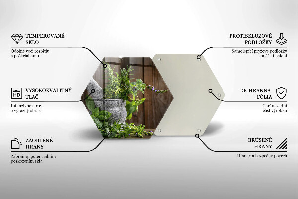 Tagliere in vetro Piante erbe e legno