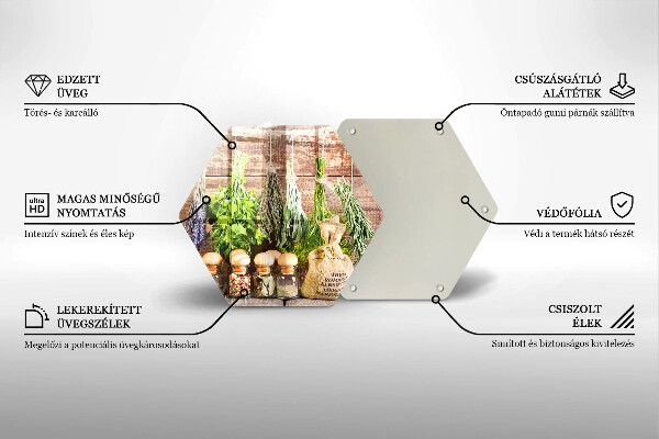 Tagliere in vetro Erbe spezie e legno