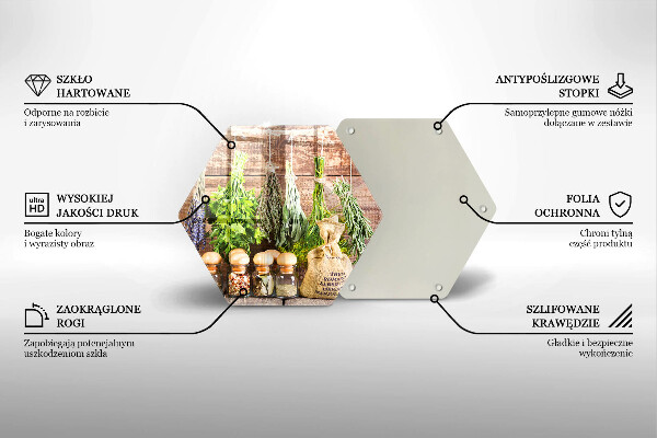 Tagliere in vetro Erbe spezie e legno