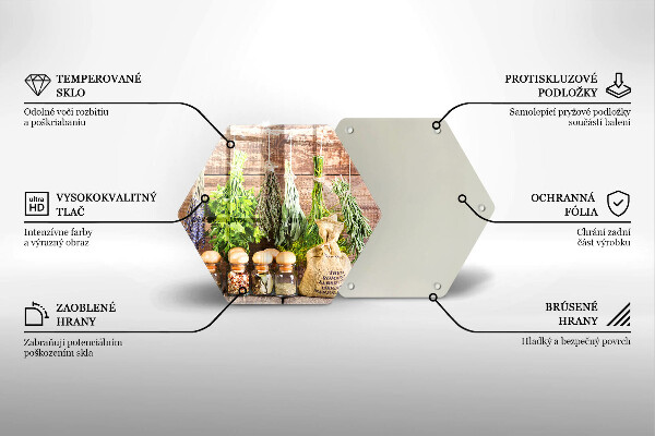 Tagliere in vetro Erbe spezie e legno