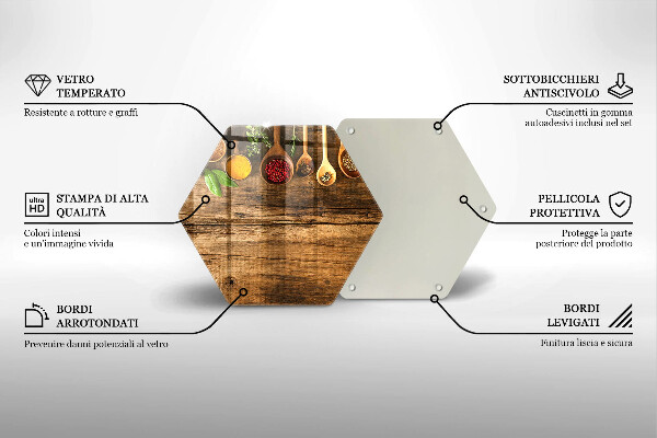 Tagliere in vetro Cucchiai di spezie in legno