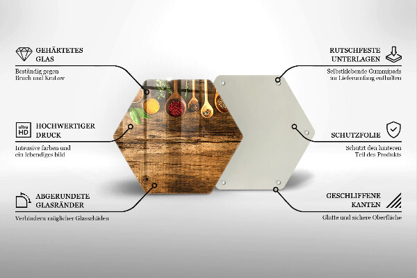 Tagliere in vetro Cucchiai di spezie in legno