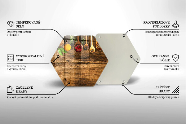 Tagliere in vetro Cucchiai di spezie in legno