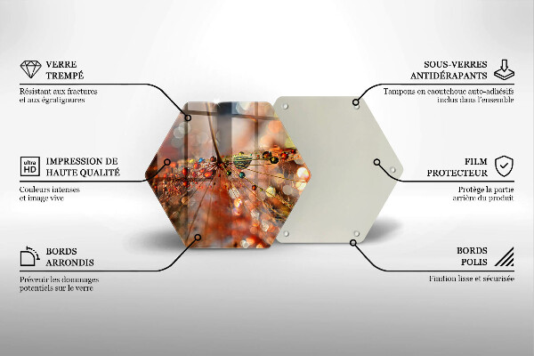 Tagliere in vetro Dente di leone bagnato