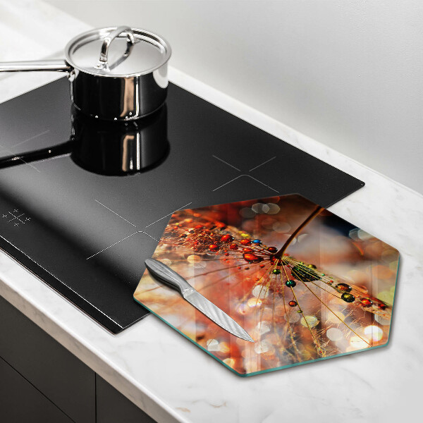 Tagliere in vetro Dente di leone bagnato