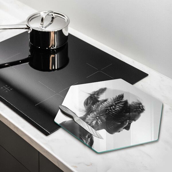 Tagliere in vetro Donna e foresta