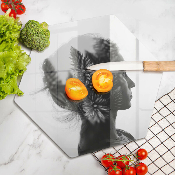 Tagliere in vetro Donna e foresta