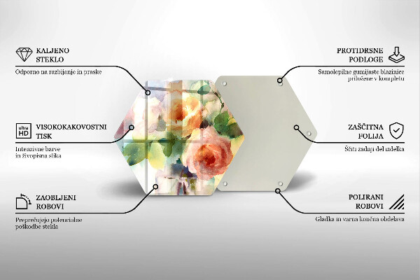 Tagliere in vetro Fiori dipinti