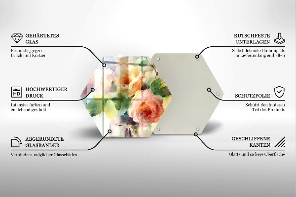 Tagliere in vetro Fiori dipinti