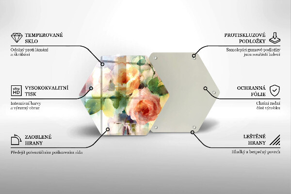 Tagliere in vetro Fiori dipinti