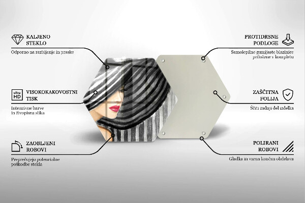 Tagliere in vetro Donna con un cappello