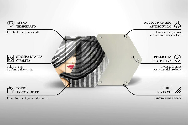 Tagliere in vetro Donna con un cappello