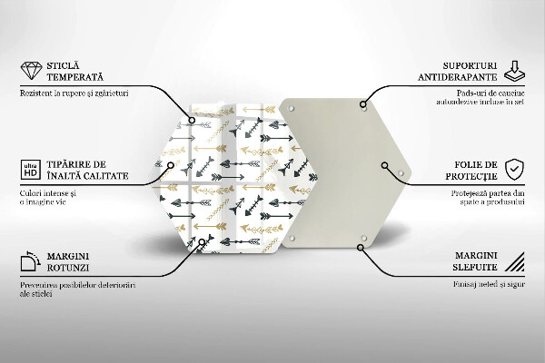 Tagliere in vetro Modello di frecce Boho